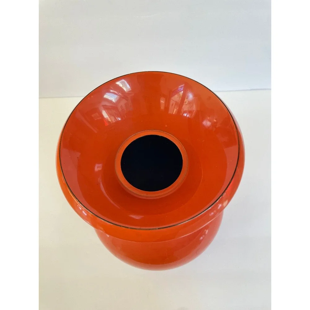 Y6616 FLOWER VASE Negoro Lacquer signed Japan ikebana arrangement antique